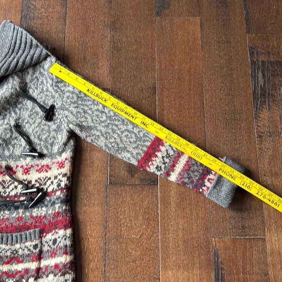 Bob Timberlake chunky lambswool duster cardigan sweater womens size XL red gray - Picture 10 of 11